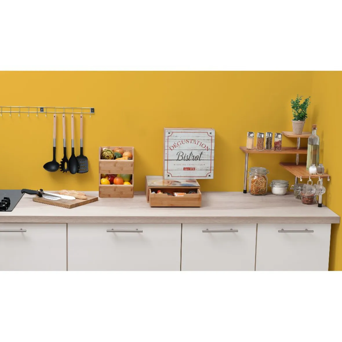 Rangement De Cuisine<Gifi Étagère superposable en bambou marron