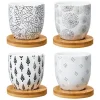 Gifi Tasse à café avec sous-tasse en bois x4| Vaisselle Et Accessoires De Table