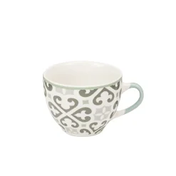 Gifi Tasse à café en porcelaine motif Carreau de ciment gris 22 cl| Vaisselle Et Accessoires De Table