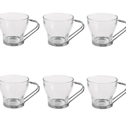Gifi Tasse à café en verre et métal x 6| Vaisselle Et Accessoires De Table