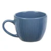 Gifi Tasse à expresso en faïence 10 cl bleu et rainures verticales relief| Vaisselle Et Accessoires De Table