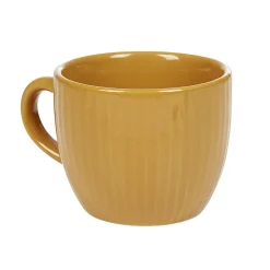 Gifi Tasse à expresso faïence jaune moutarde et rainures verticales relief| Vaisselle Et Accessoires De Table