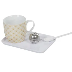 Gifi Tasse à thé avec infuseur, cuillère et plateau| Vaisselle Et Accessoires De Table