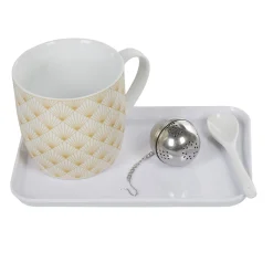 Gifi Tasse à thé avec infuseur, cuillère et plateau| Vaisselle Et Accessoires De Table