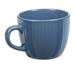Gifi Tasse en faïence 23 cl uni bleu avec rainures verticales en relief| Vaisselle Et Accessoires De Table
