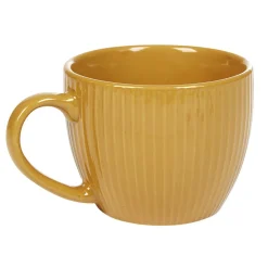 Gifi Tasse en faïence 23 cl uni jaune moutarde rainures verticales relief| Vaisselle Et Accessoires De Table