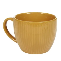 Gifi Tasse en faïence 23 cl uni jaune moutarde rainures verticales relief| Vaisselle Et Accessoires De Table