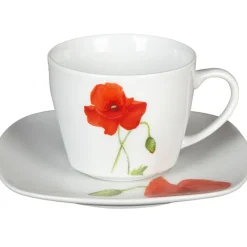 Gifi Tasse et sous tasse design coquelicot| Vaisselle Et Accessoires De Table