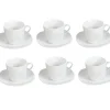 Gifi Tasse et sous tasse porcelaine blanc x6| Vaisselle Et Accessoires De Table
