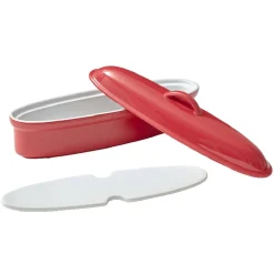 Cuisson<Gifi Terrine avec couvercle ovale rouge et blanche