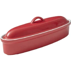Cuisson<Gifi Terrine avec couvercle ovale rouge et blanche