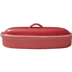 Cuisson<Gifi Terrine avec couvercle ovale rouge et blanche