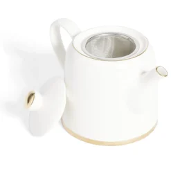 Vaisselle Et Accessoires De Table<Gifi Théière 1L faïence blanc et doré Ø12xH15xm
