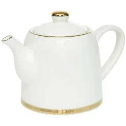 Gifi Théière 800ml blanche et dorée 20x12x15cm| Vaisselle Et Accessoires De Table
