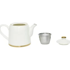 Gifi Théière 800ml blanche et dorée 20x12x15cm| Vaisselle Et Accessoires De Table