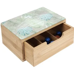 Rangement De Cuisine<Gifi Tiroir à dosettes bambou motif feuilles