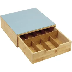Rangement De Cuisine<Gifi Tiroir à dosettes en bambou avec plateau en verre
