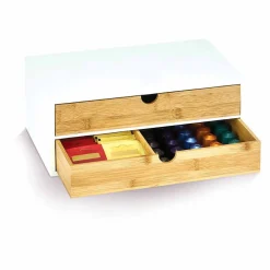 Rangement De Cuisine<Gifi Tiroir à dosettes et capsules 2 niveaux bambou blanc naturel