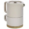 Gifi Tisanière 40cl et tasse 25cl grès taupe avec support bambou| Vaisselle Et Accessoires De Table