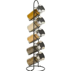 Vaisselle Et Accessoires De Table<Gifi Tour à épices en métal avec 5 pots en verre Ø11xH39cm