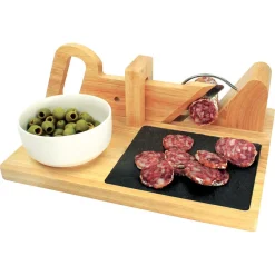 Préparation Culinaire<Gifi Trancheuse à saucisson manuelle bambou plateau ardoise