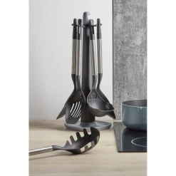 Préparation Culinaire<Gifi Ustensiles de cuisine x5 avec support noi et gris