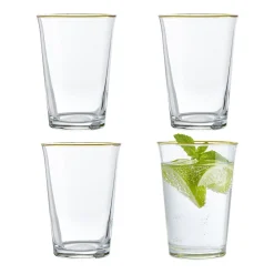Gifi Verre à eau bord doré 29cl x4| Vaisselle Et Accessoires De Table