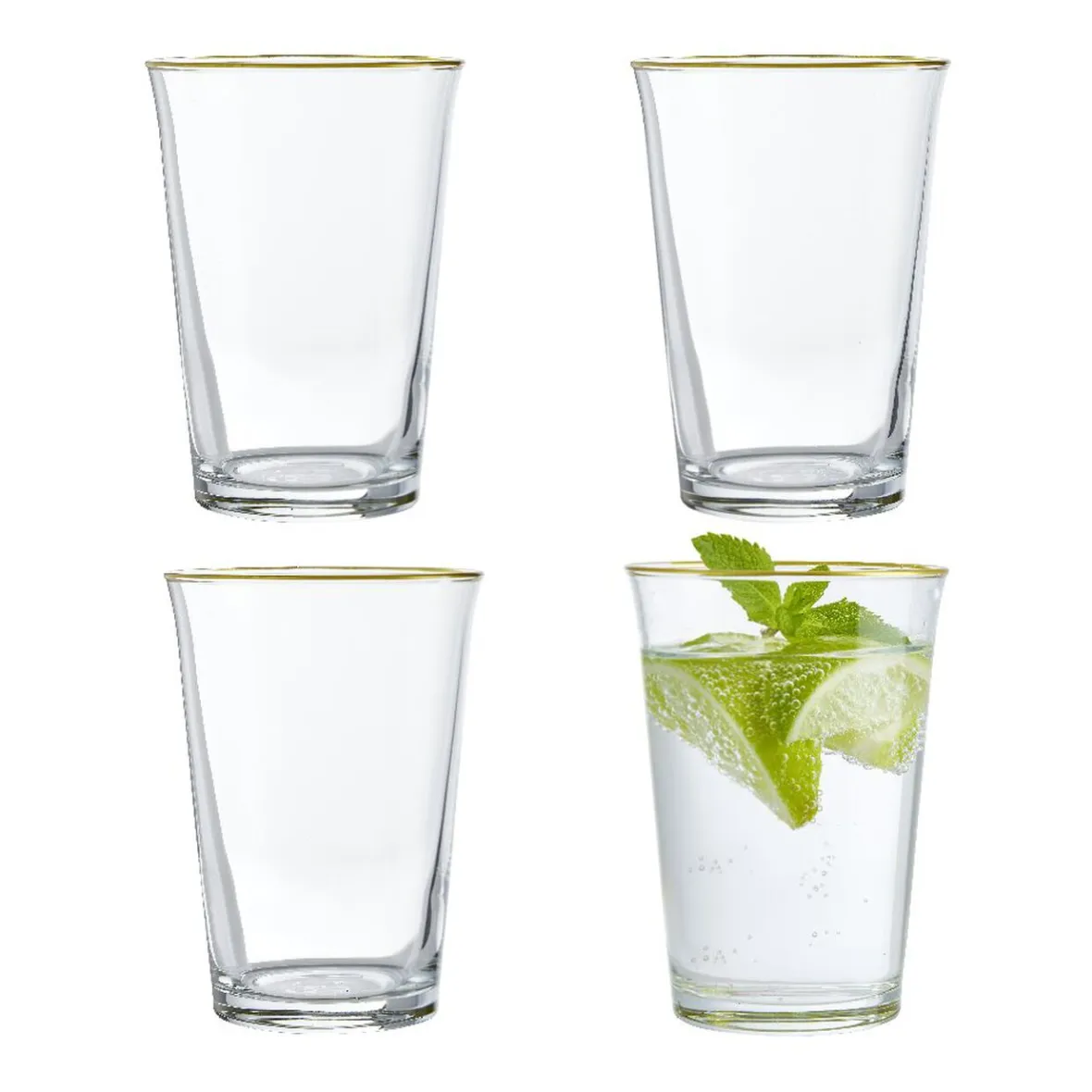 Gifi Verre à eau bord doré 29cl x4| Vaisselle Et Accessoires De Table
