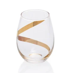 Gifi Verre à eau transparent motif ruban doré x3| Vaisselle Et Accessoires De Table
