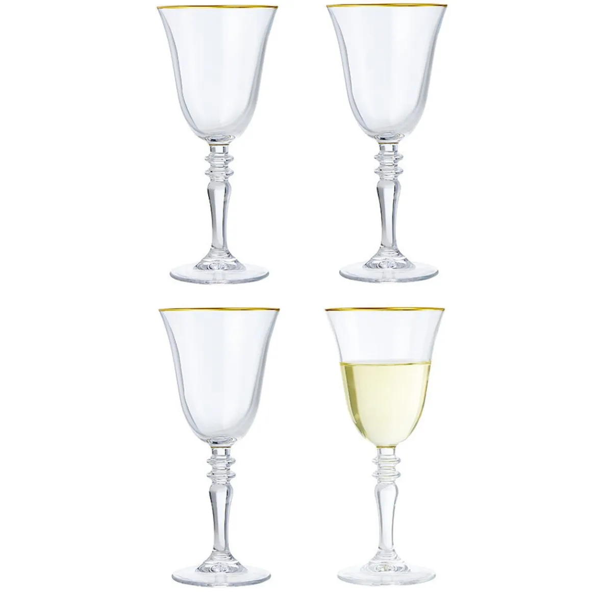 Gifi Verre à vin bord doré 27cl x4| Vaisselle Et Accessoires De Table