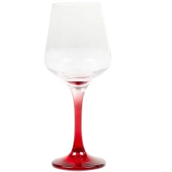 Gifi Verre à vin pied rouge translucide x6| Vaisselle Et Accessoires De Table