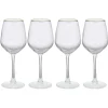 Gifi Verre à vin transparent avec liseré doré x4| Vaisselle Et Accessoires De Table