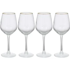 Gifi Verre à vin transparent avec liseré doré x4| Vaisselle Et Accessoires De Table
