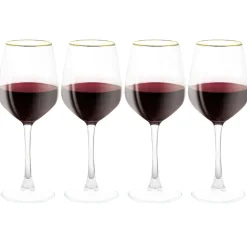 Gifi Verre à vin transparent avec liseré doré x4| Vaisselle Et Accessoires De Table