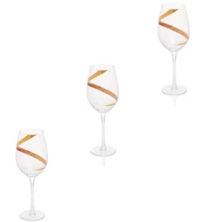 Gifi Verre à vin transparent motif ruban doré x3| Vaisselle Et Accessoires De Table
