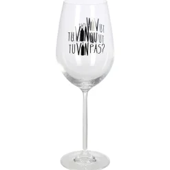 Gifi Verre à vin XL sur pied inscription Tu vin ou tu vin pas ? 75 cl| Vaisselle Et Accessoires De Table