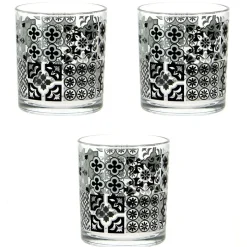 Gifi Verre bas motif carreaux de ciment x 3| Vaisselle Et Accessoires De Table