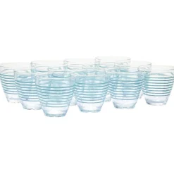 Vaisselle Et Accessoires De Table<Gifi Verre bas transparent rayure bleu x 12