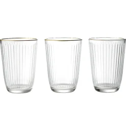 Vaisselle Et Accessoires De Table<Gifi Verre haut strié bord doré 39,5cl Ø8,5cm H12cm