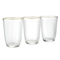Vaisselle Et Accessoires De Table<Gifi Verre haut strié bord doré 39,5cl Ø8,5cm H12cm
