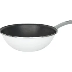 Cuisson<Gifi Wok acier émaillé noir et blanc Ø28cm