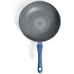Cuisson<Gifi Wok tous feux Ø28cm aluminium gris et bleu